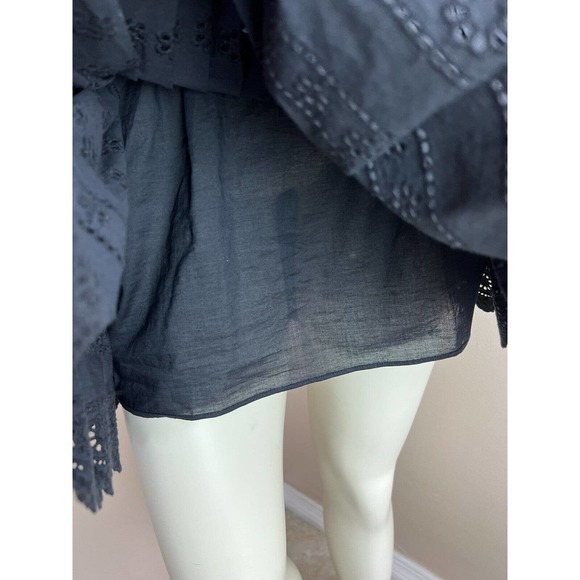 NEW Roller Rabbit Black Arista Dress Eyelet Ruffle Smock Long Sleeve Mini Boho S - Picture 6 of 14